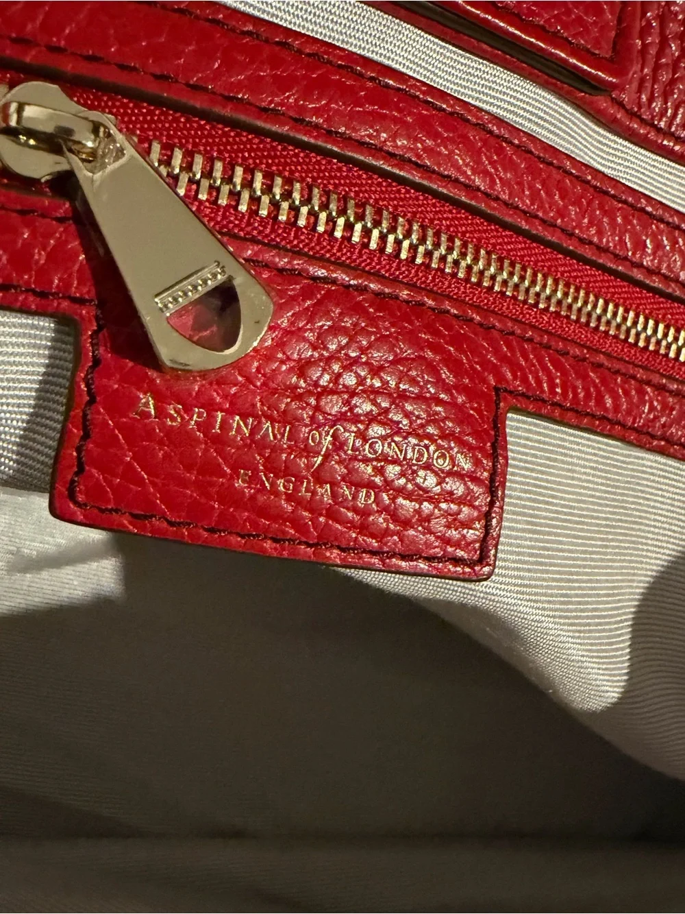 Red Leather Tote with Gold Accent - Women's Everyday Tote